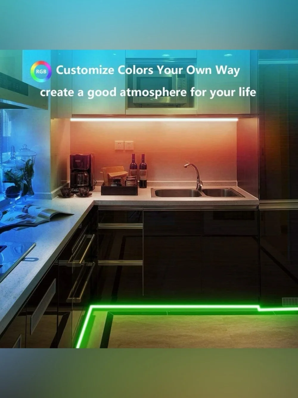 RGB LED Strip Lights 32.8ft - Multicolor Flexible Tape for Home Party Supplies